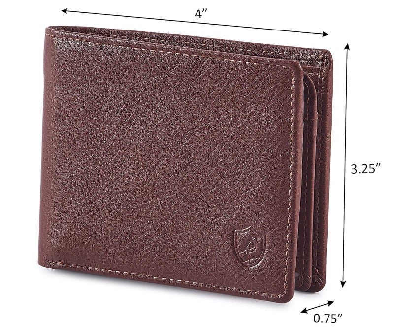 Cochoa Bifold Wallet for Men's Real Genuine Slim Leather RFID Blocking 2 ID Windows Stylish Travel Gift Box (NAPA, TAN) - Image 3